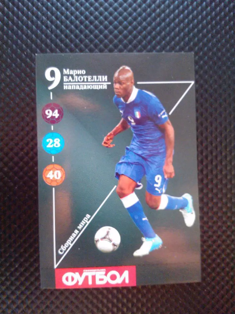 Карточки еж-ка Футбол. Сборная мира №9 Балотелли.
