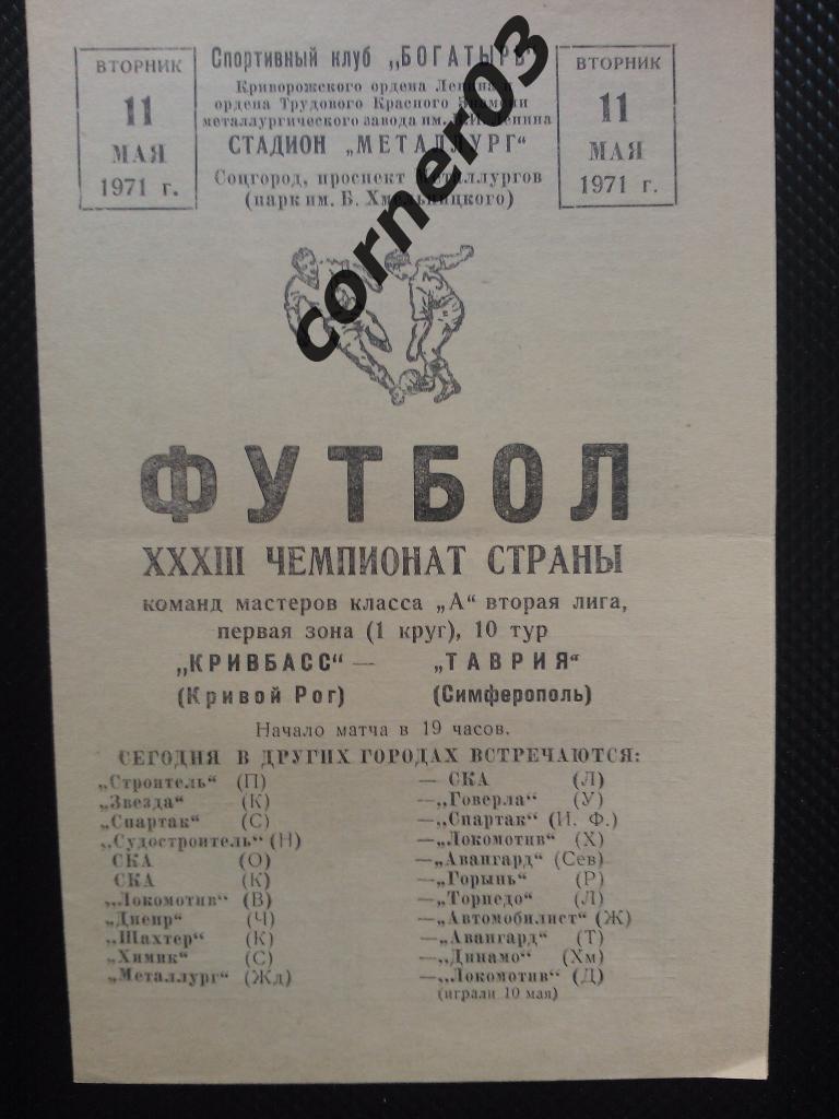 Кривбасс Кривой Рог - Таврия Симферополь 1971