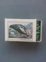 Спички из СССР, зеленые, Северный горбач из серии Красная книга СССР