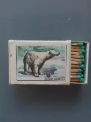 Спички из СССР, зеленые, Белый медведь из серии Красная книга СССР