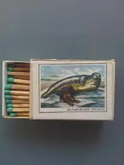 Спички из СССР, зеленые, Белобрюхий тюлень из серии Красная книга СССР