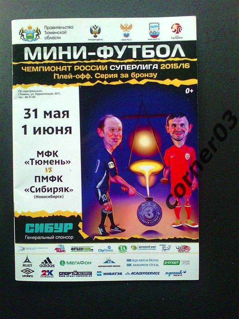 Тюмень - Сибиряк Новосибирск сезон 2015/16, за 3 место.