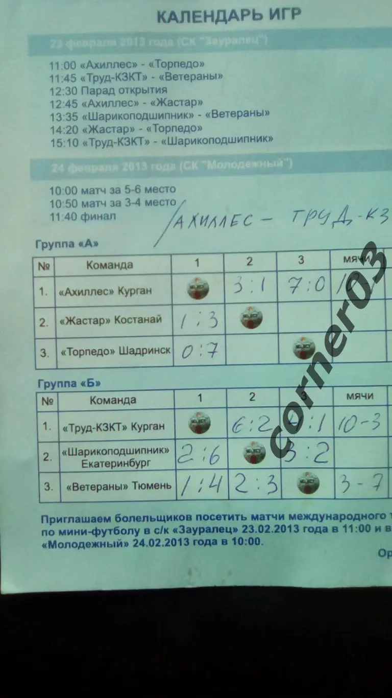 Международный турнир. Курган. 22, 23.02.2013 1