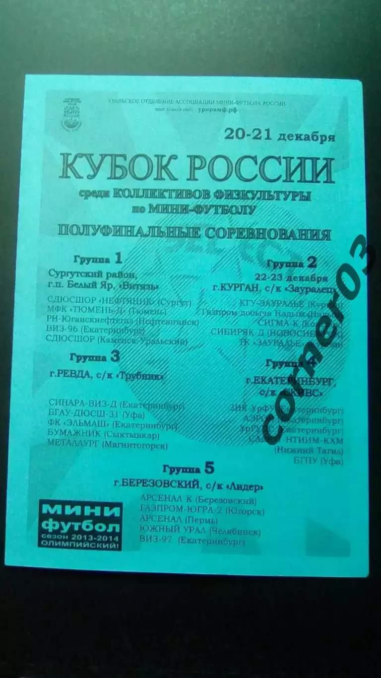 20 - 21. 12. 2013. Кубок России среди КФК