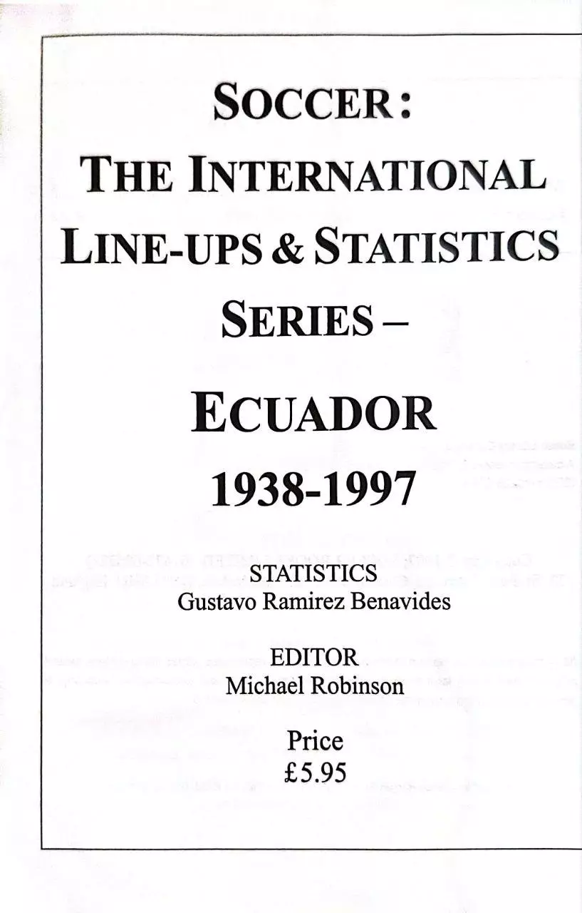 Soccer:Ecuador 1938 - 1997 1