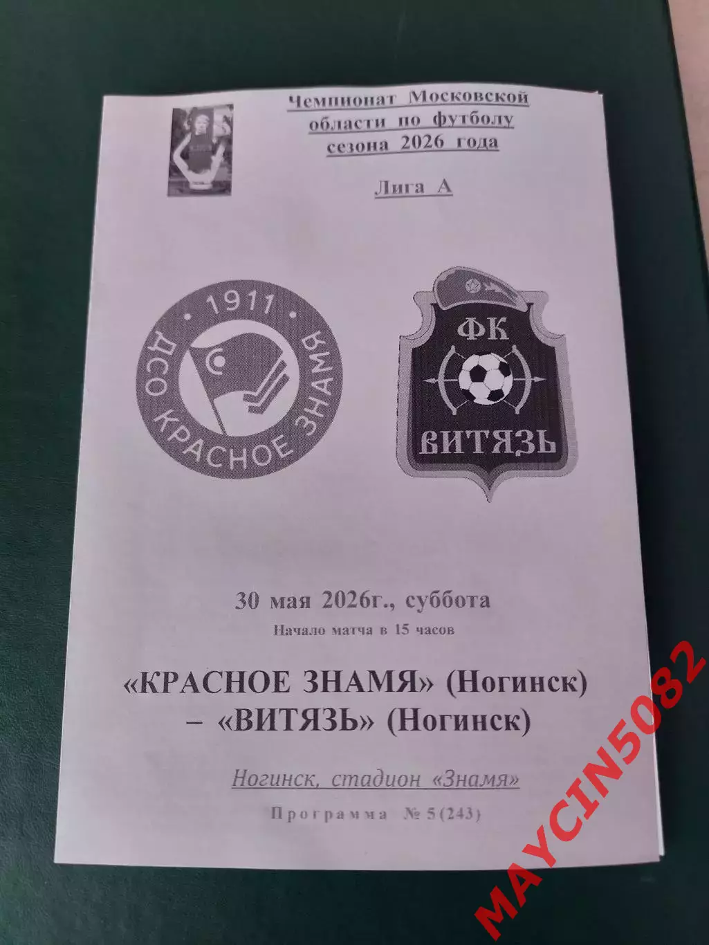 Красное Знамя Ногинск - Витязь (Ногинск) 30.05.26