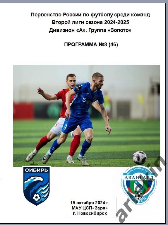 «Сибирь» Новосибирск – ФК «Авангард» Курск 19.10.2024 года. Альтернативная.