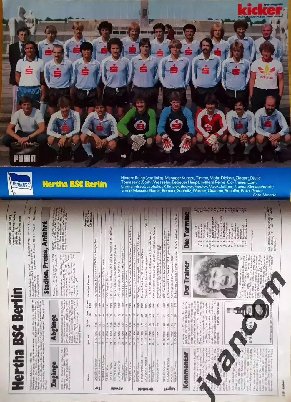 KICKER SONDERHEFT. Чемпионат Германии по футболу. Превью сезона 1981-1982. 6