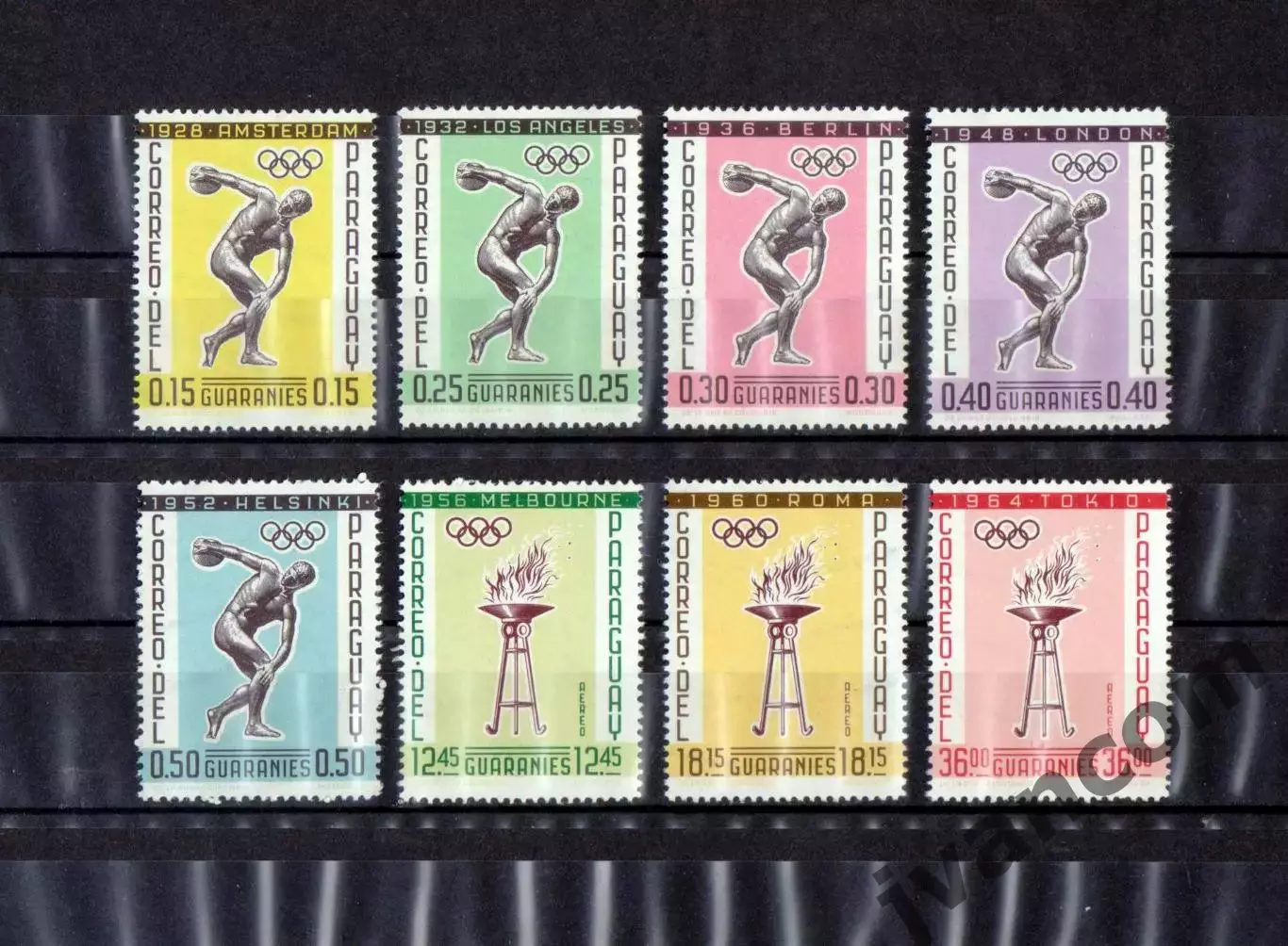 Марки, Парагвай, Летние Олимпийские игры 1928 - 1964. Столицы игр.