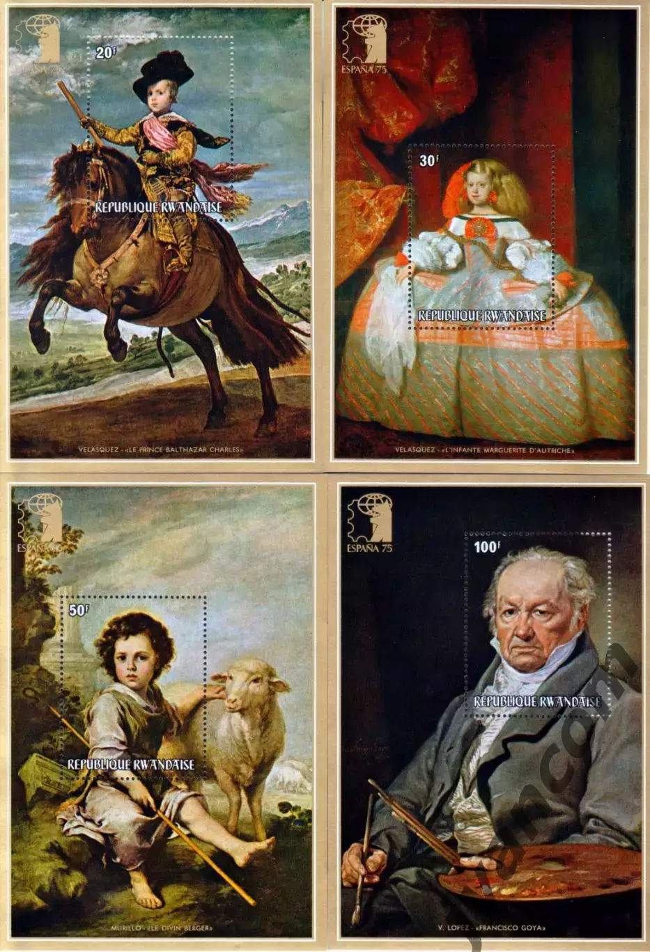 Марки, Руанда, Искусство, Живопись. Великие испанские мастера.