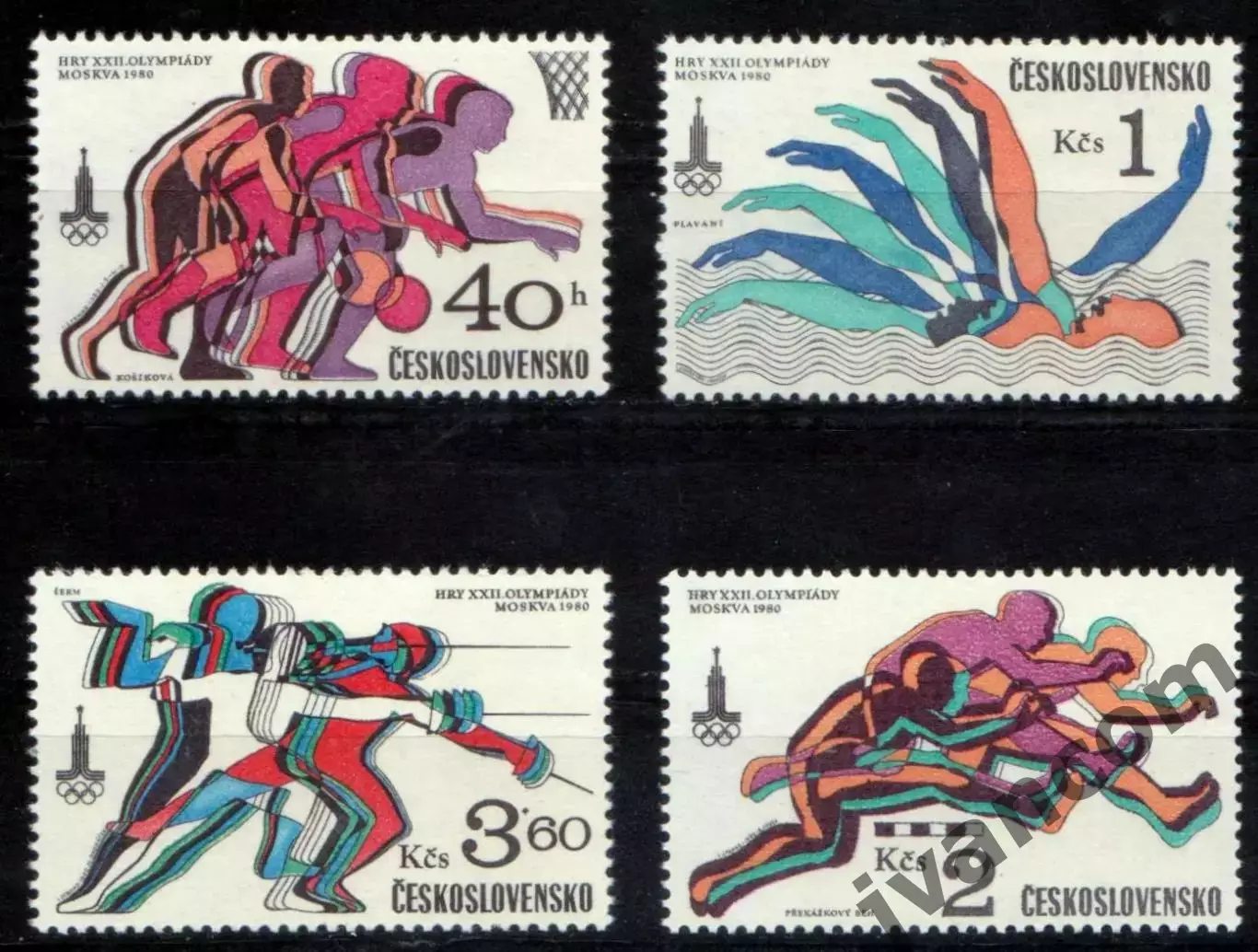 Марки, Чехословакия, Летние Олимпийские Игры 1980 года в Москве.