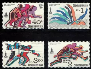 Марки, Чехословакия, Летние Олимпийские Игры 1980 года в Москве.