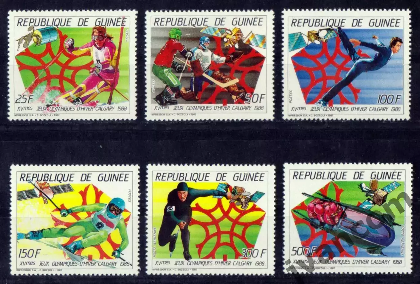 Марки, Гвинея, Зимние Олимпийские Игры 1988 года в Калгари. 2