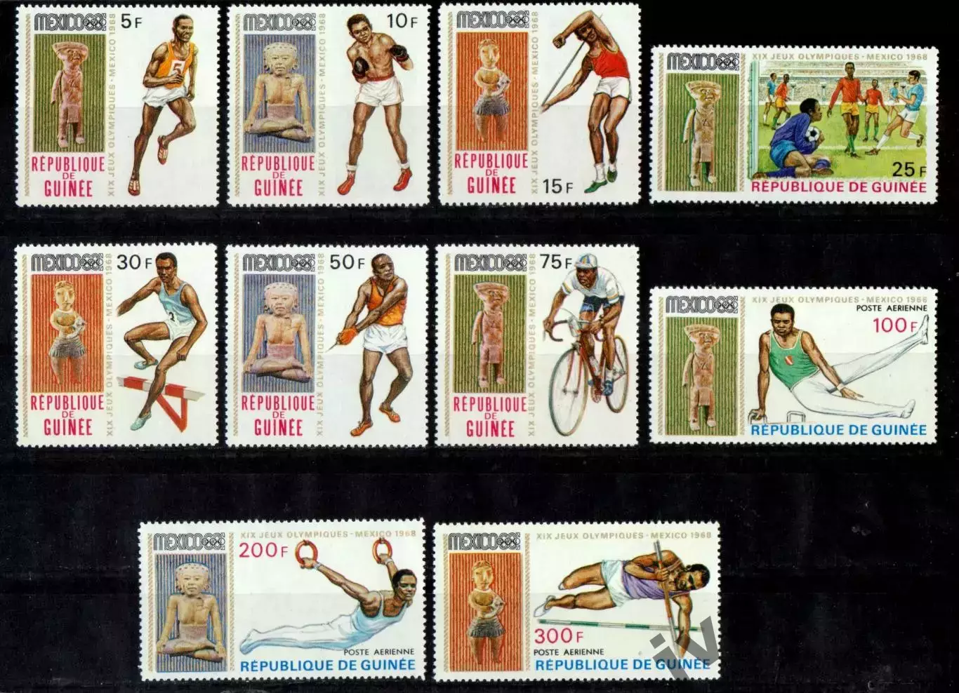 Марки, Гвинея, Летние Олимпийские Игры 1968 года в Мехико.