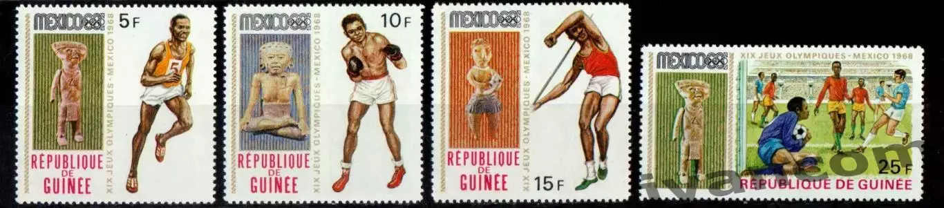 Марки, Гвинея, Летние Олимпийские Игры 1968 года в Мехико. 2