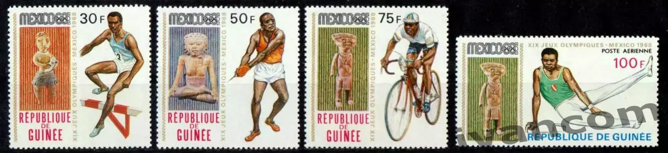 Марки, Гвинея, Летние Олимпийские Игры 1968 года в Мехико. 3