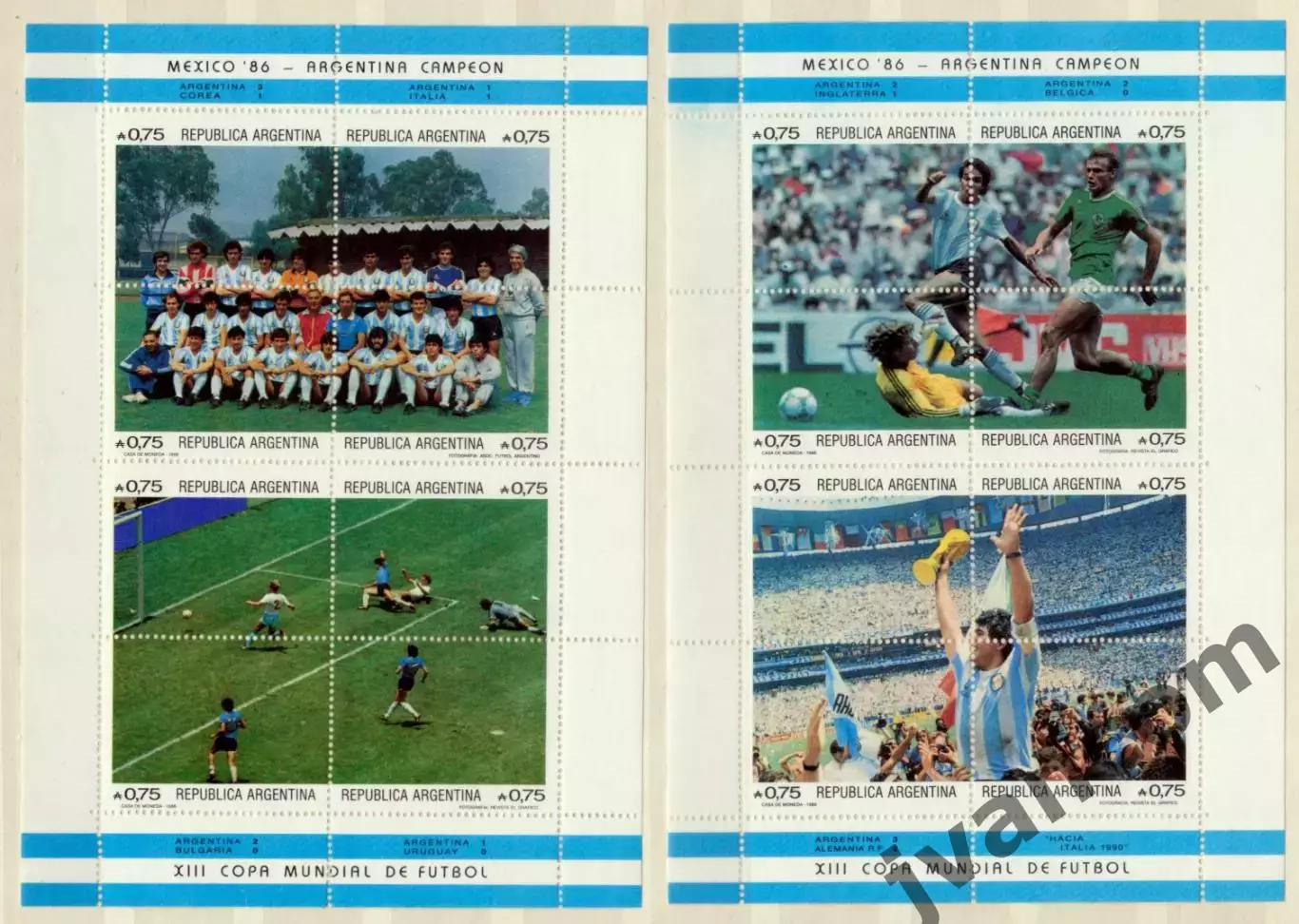Марки, Аргентина, Футбол, Чемпионы Мира 1986 года в Мексике.