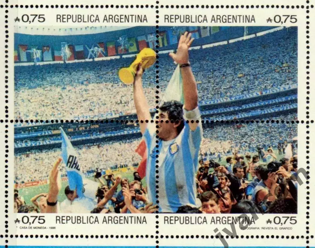Марки, Аргентина, Футбол, Чемпионы Мира 1986 года в Мексике. 6