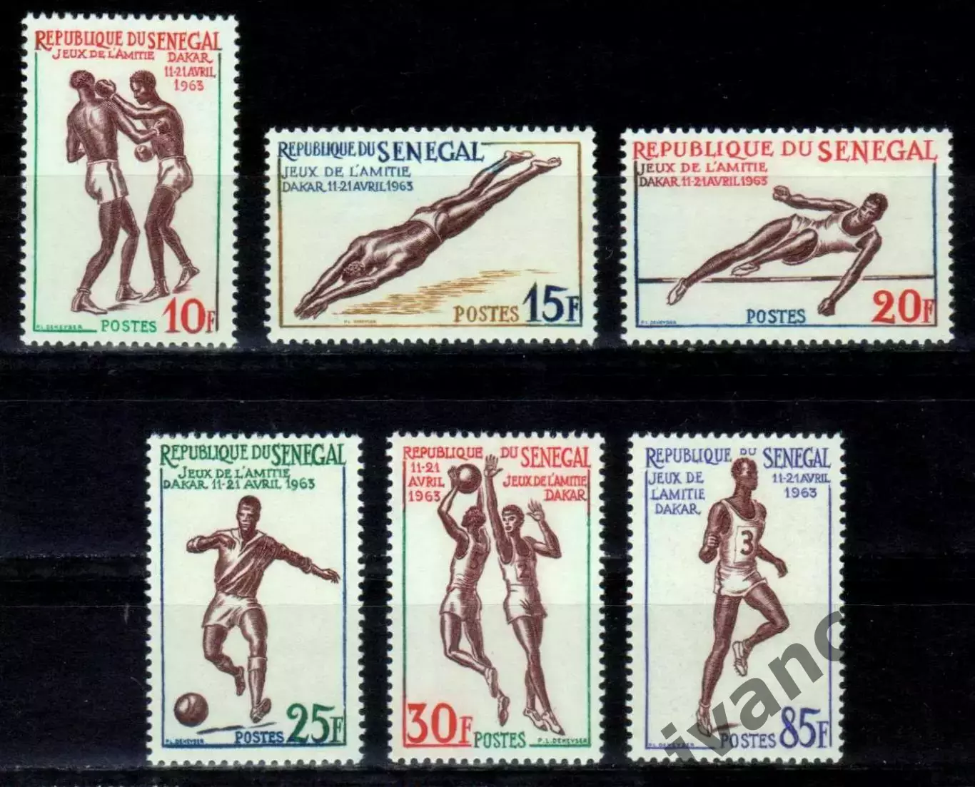 Марки, Сенегал, Спорт, Игры Дружбы 1963 года в Дакаре.