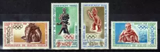 Марки, Верхняя Вольта, Летние Олимпийские Игры 1968 года в Мехико.