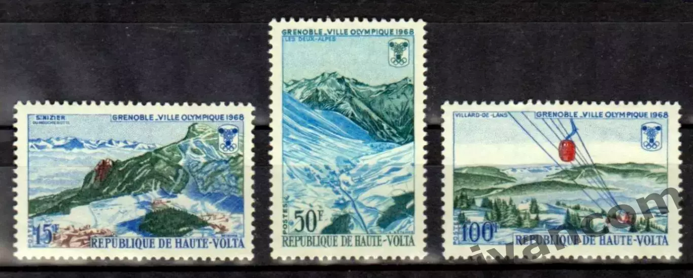Марки, Верхняя Вольта, Зимние Олимпийские Игры 1968 года в Гренобле.