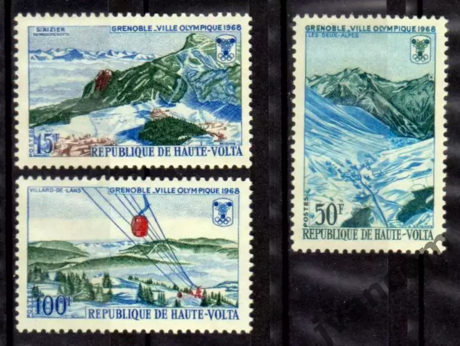 Марки, Верхняя Вольта, Зимние Олимпийские Игры 1968 года в Гренобле. 2