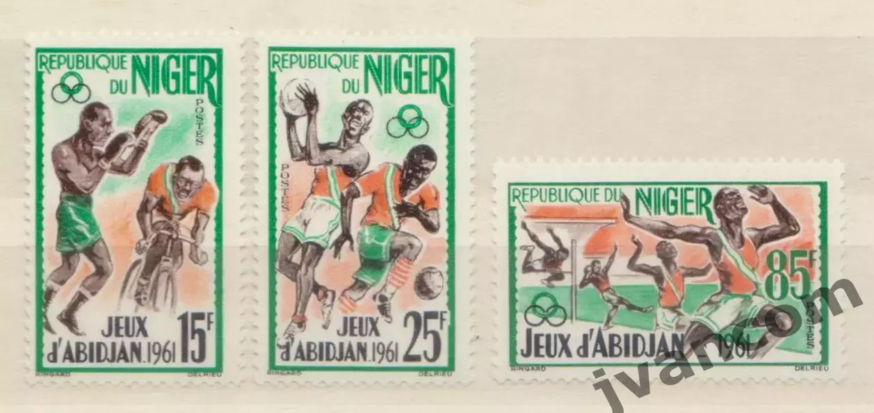 Марки, Нигер, Спорт, Игры Дружбы 1961 года в Абиджане. 2