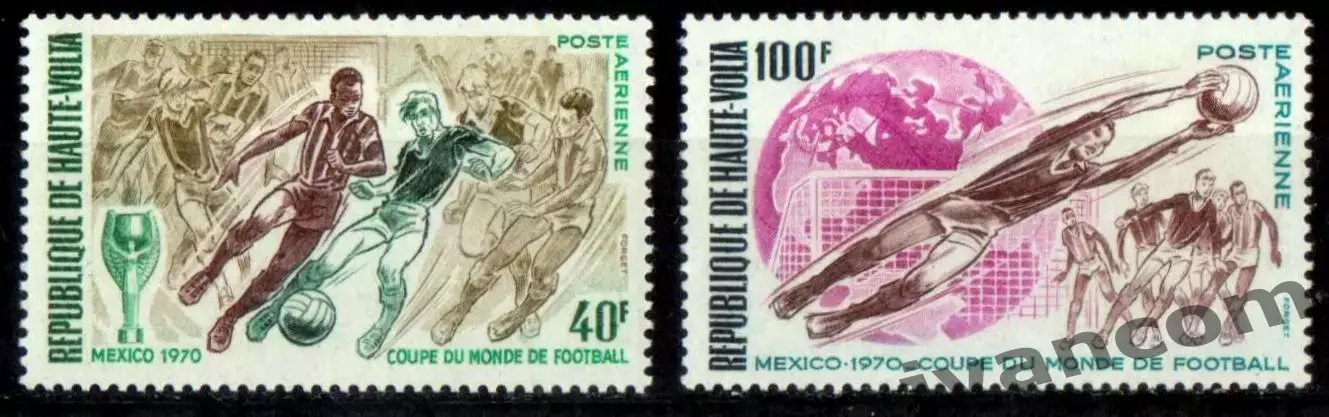 Марки, Верхняя Вольта, Футбол, Чемпионат Мира 1970 года в Мексике. 1