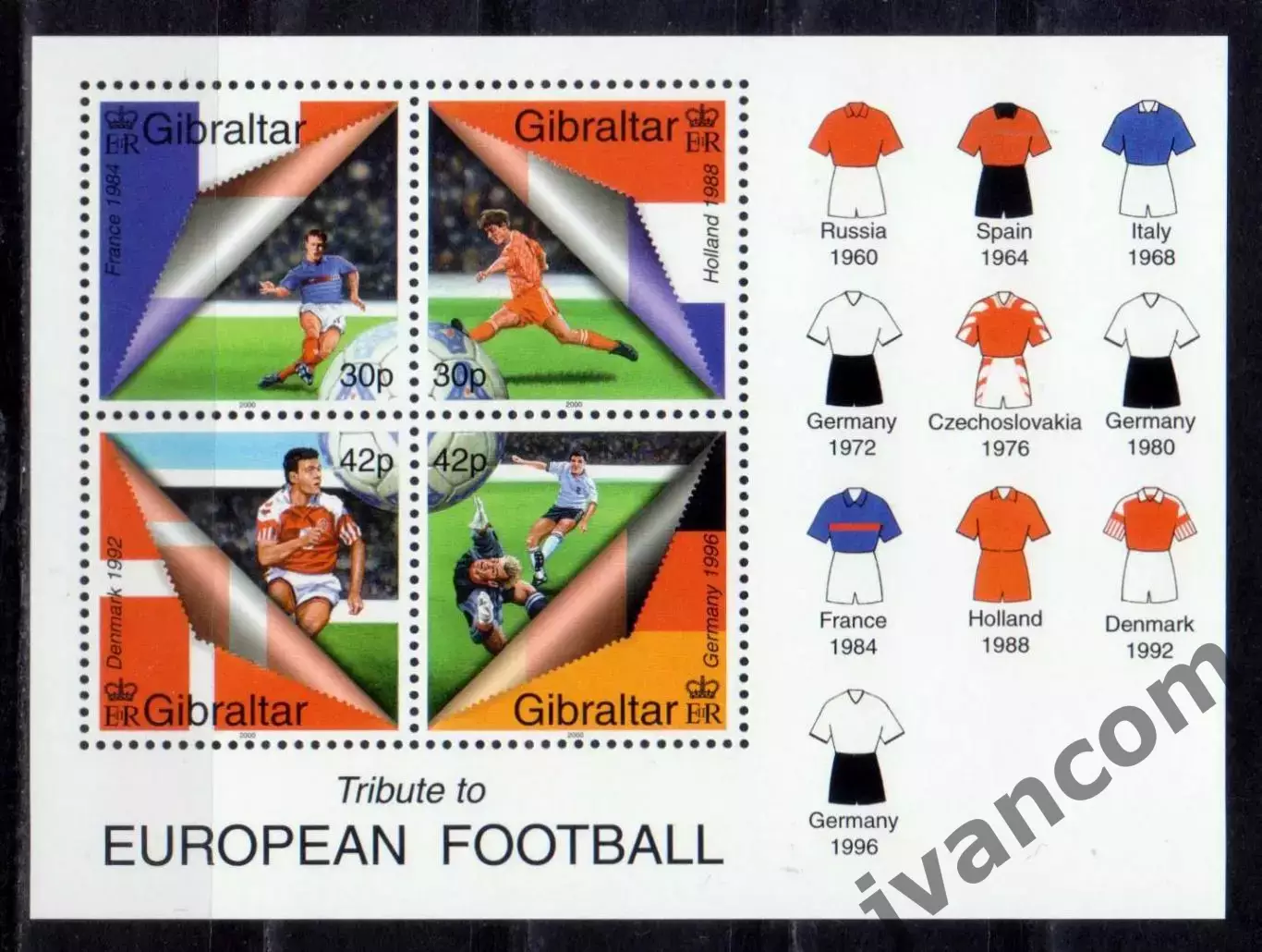 Марки, Гибралтар, Футбол, Чемпионат Европы 2000 года. Победители 1960-1996 годов 1