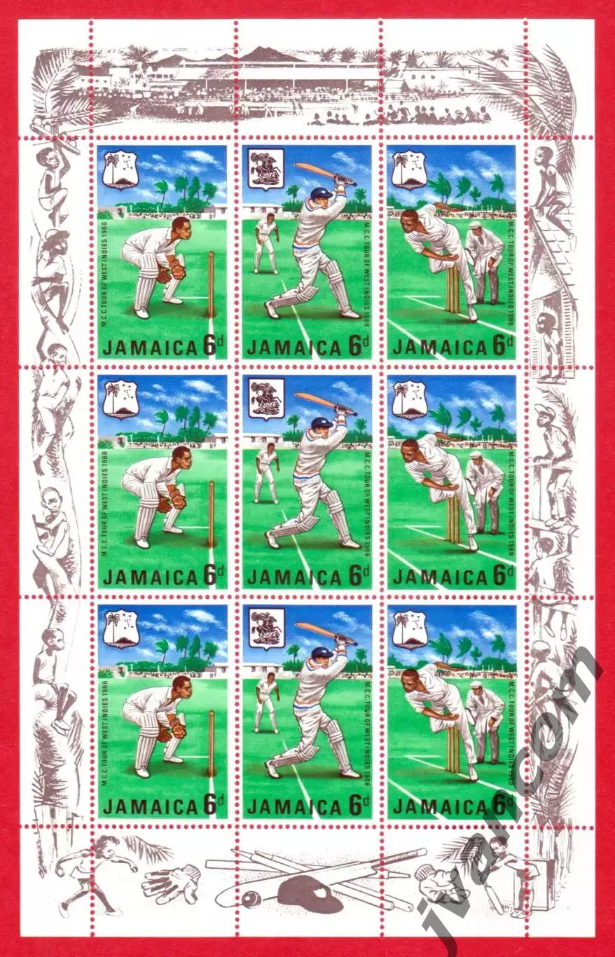 Марки, Ямайка, Крикет, Турне команды Marylebone Cricket Club (MCC) в Вест-Индию.