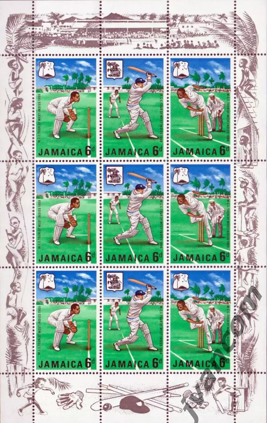 Марки, Ямайка, Крикет, Турне команды Marylebone Cricket Club (MCC) в Вест-Индию. 4