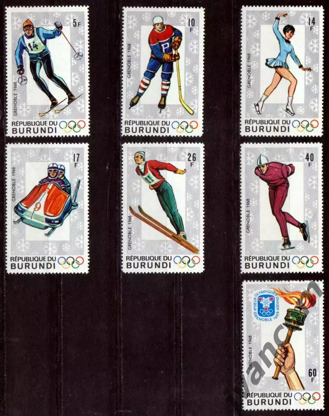 Марки, Бурунди, Зимние Олимпийские Игры 1968 года в Гренобле. 4