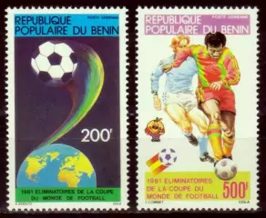 Марки, Бенин, Футбол, Отборочные игры к Чемпионату Мира 1982 года в Испании.