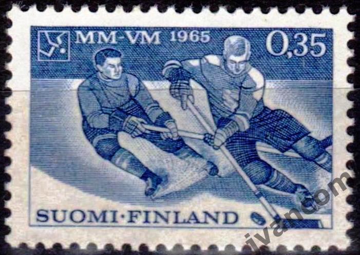 Марки, Финляндия, Хоккей, Чемпионат Мира и Европы 1965 года в Тампере