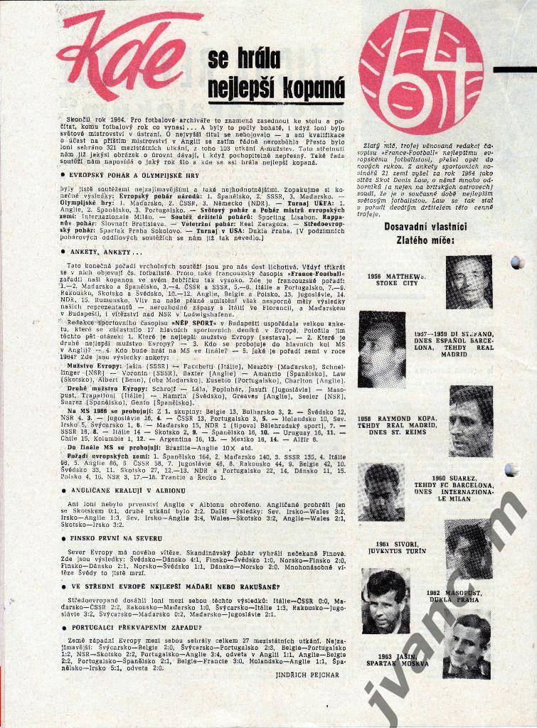Журнал KOPANA-HOKEJ / ФУТБОЛ-ХОККЕЙ №2 за 1965 год 4