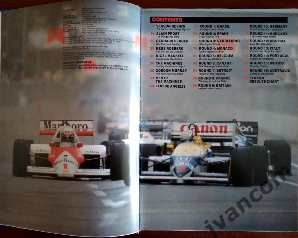 Автоспорт. Формула-1. Чемпионат Мира. Сезон 1986 года. Итоги 3