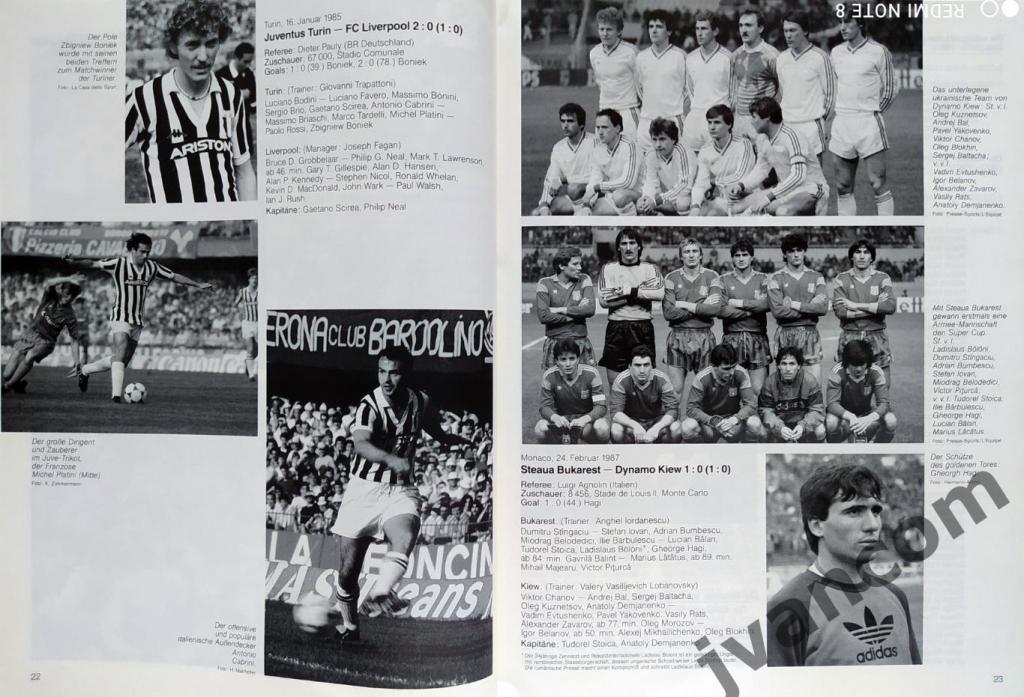 IFFHS 11-Fussball-Weltzeitschrift №8 за 1987 год. Супер Кубок Европы 1973 - 1987 2