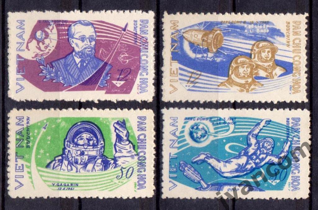 Марки, Северный Вьетнам, Космос, Исследование космоса, 1965 год.