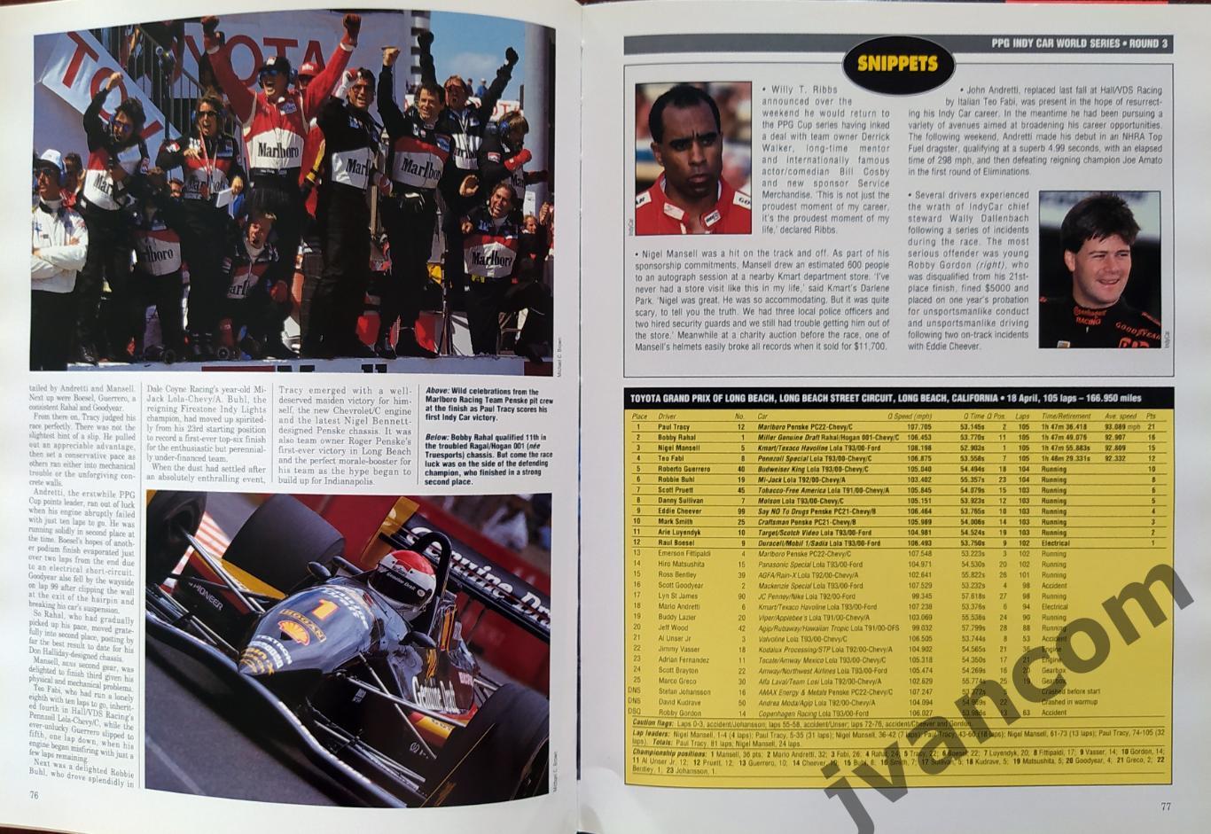 Автоспорт. Мировая серия INDY CAR 1993-94. AUTOCOURSE. Сезон 1993 года. Итоги. 5