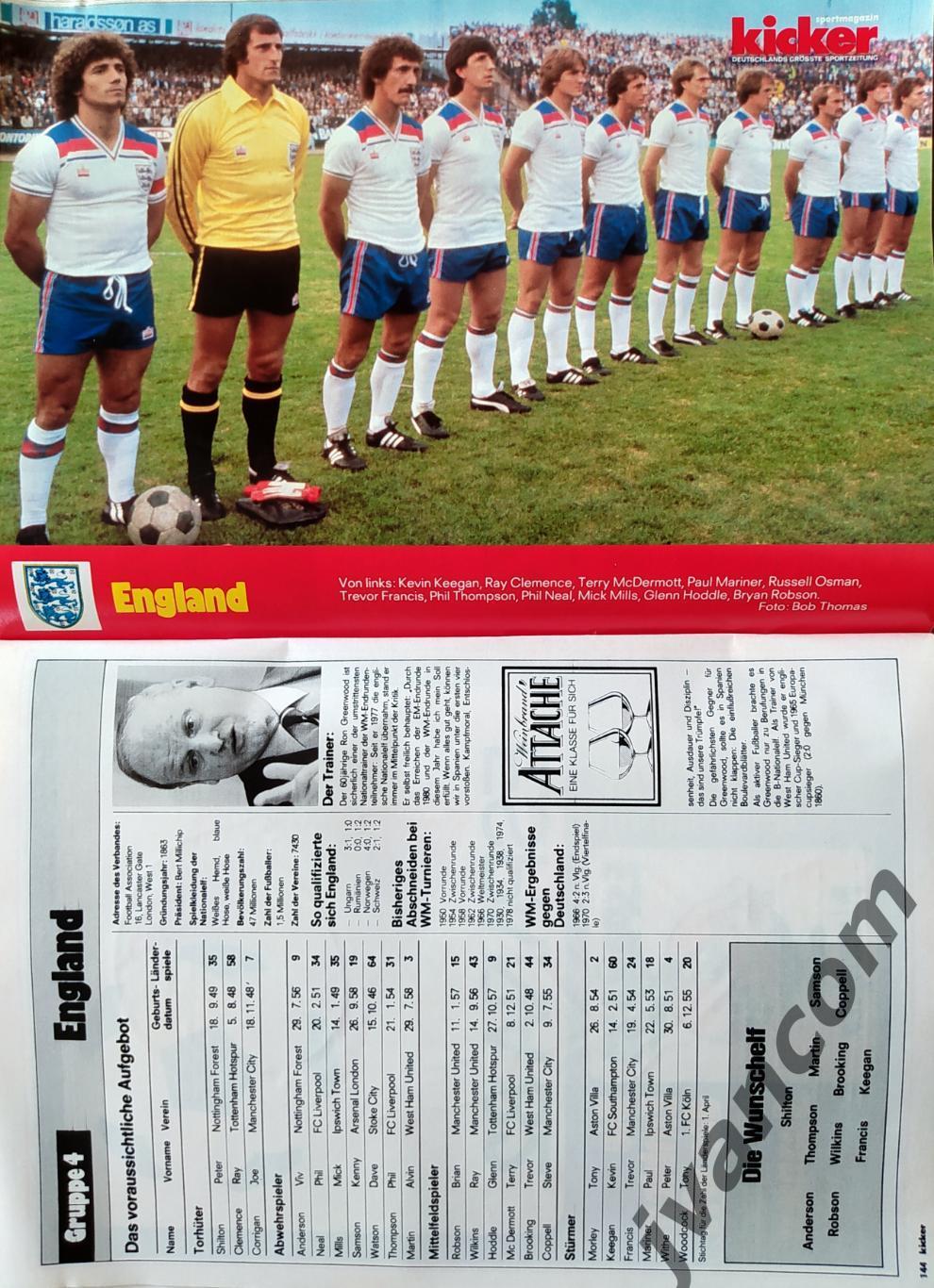 KICKER SONDERHEFT. Чемпионат Мира по футболу 1982 года. Превью участников. 5
