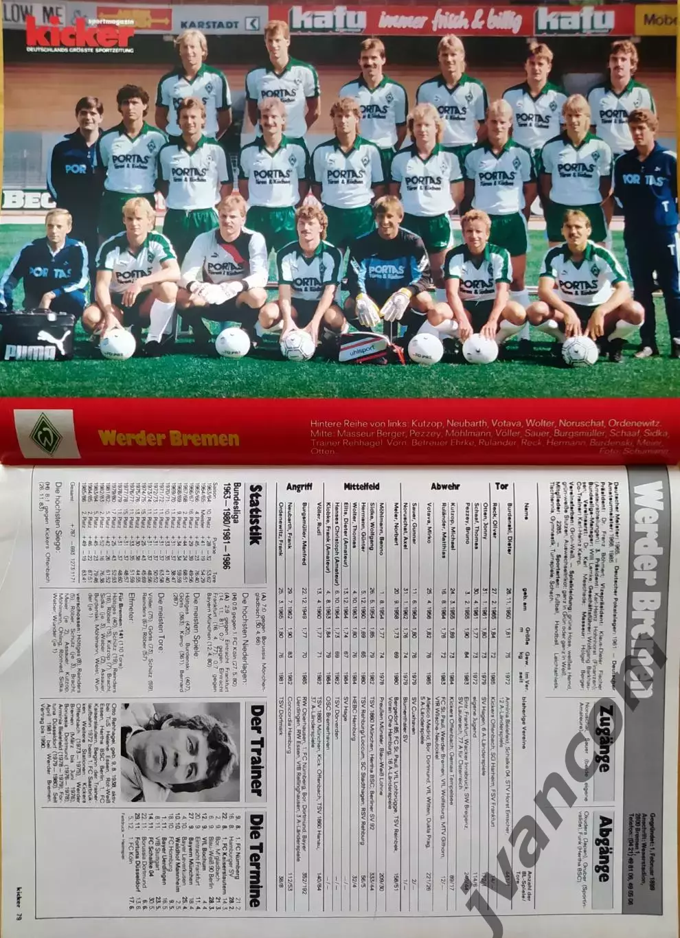 KICKER SONDERHEFT. Чемпионат Германии по футболу. Превью сезона 1986-1987. 3