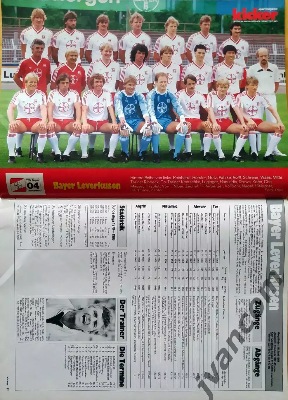 KICKER SONDERHEFT. Чемпионат Германии по футболу. Превью сезона 1986-1987. 4