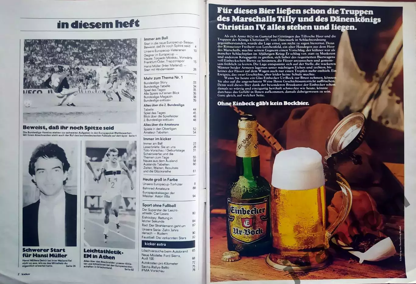KICKER SPORTMAGAZIN №74/37 за 1982 год. Футбол, Бундеслига, Велоспорт и Атлетика 1