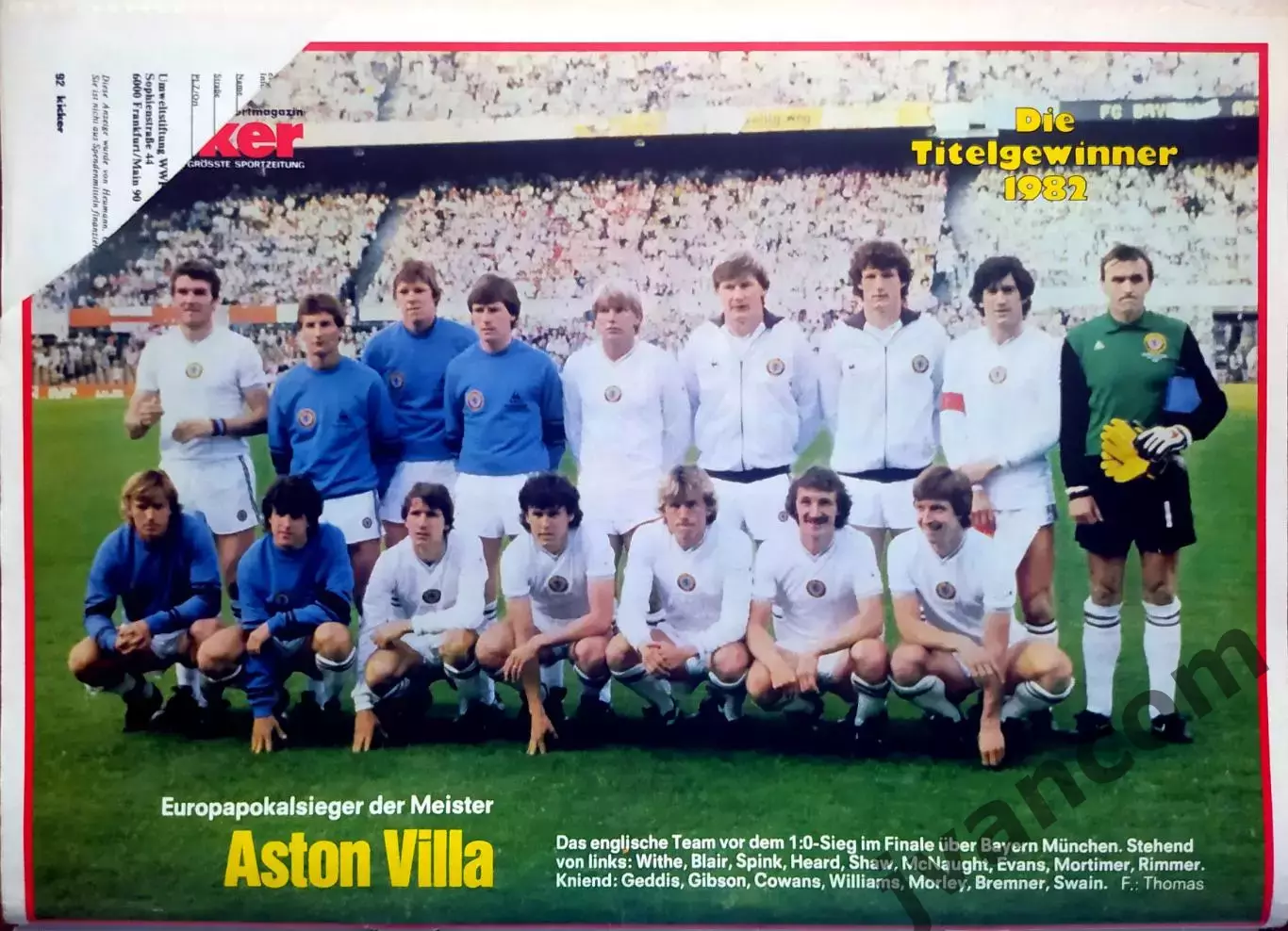 KICKER SPORTMAGAZIN №74/37 за 1982 год. Футбол, Бундеслига, Велоспорт и Атлетика 7