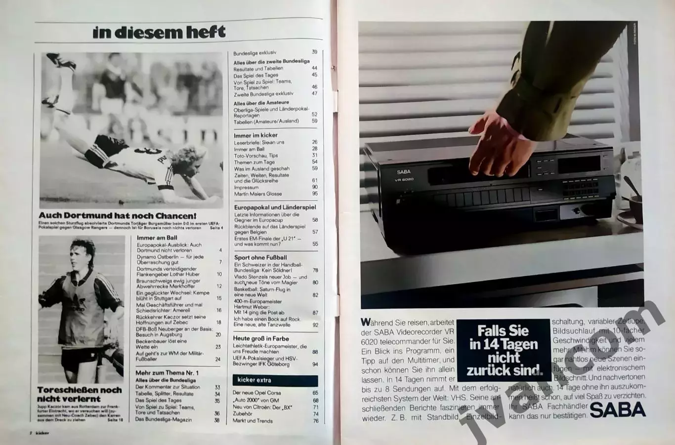 KICKER SPORTMAGAZIN №78/39 за 1982 год. Футбол, Бундеслига, Гандбол и Атлетика 1