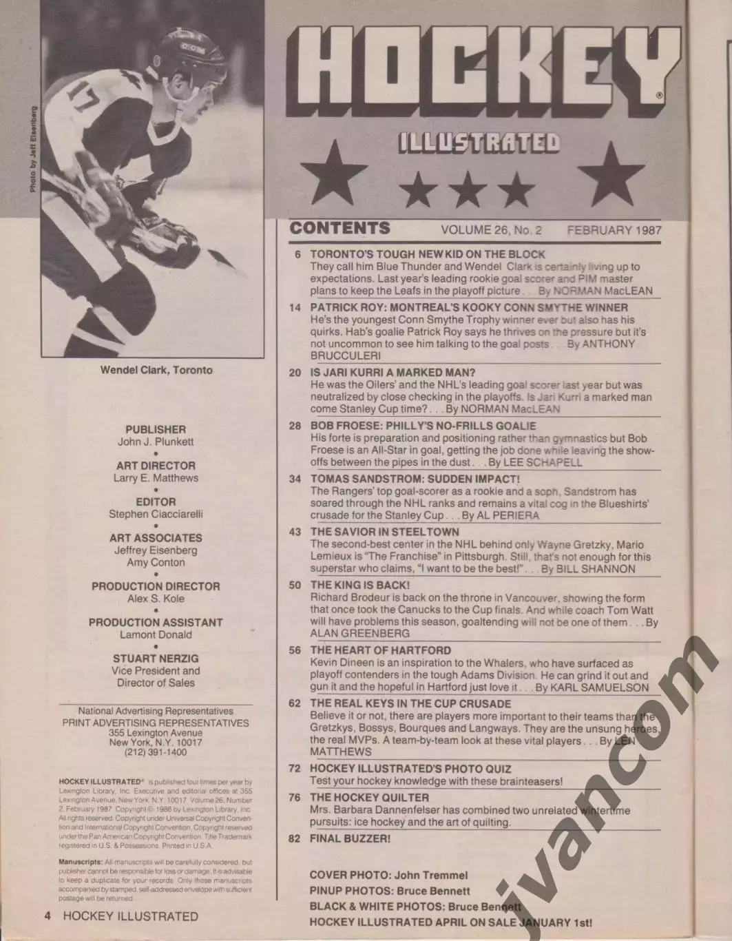 НХЛ - NHL HOCKEY ILLUSTRATED / НХЛ ХОККЕЙ В КАРТИНКАХ за Февраль 1987 года. 1