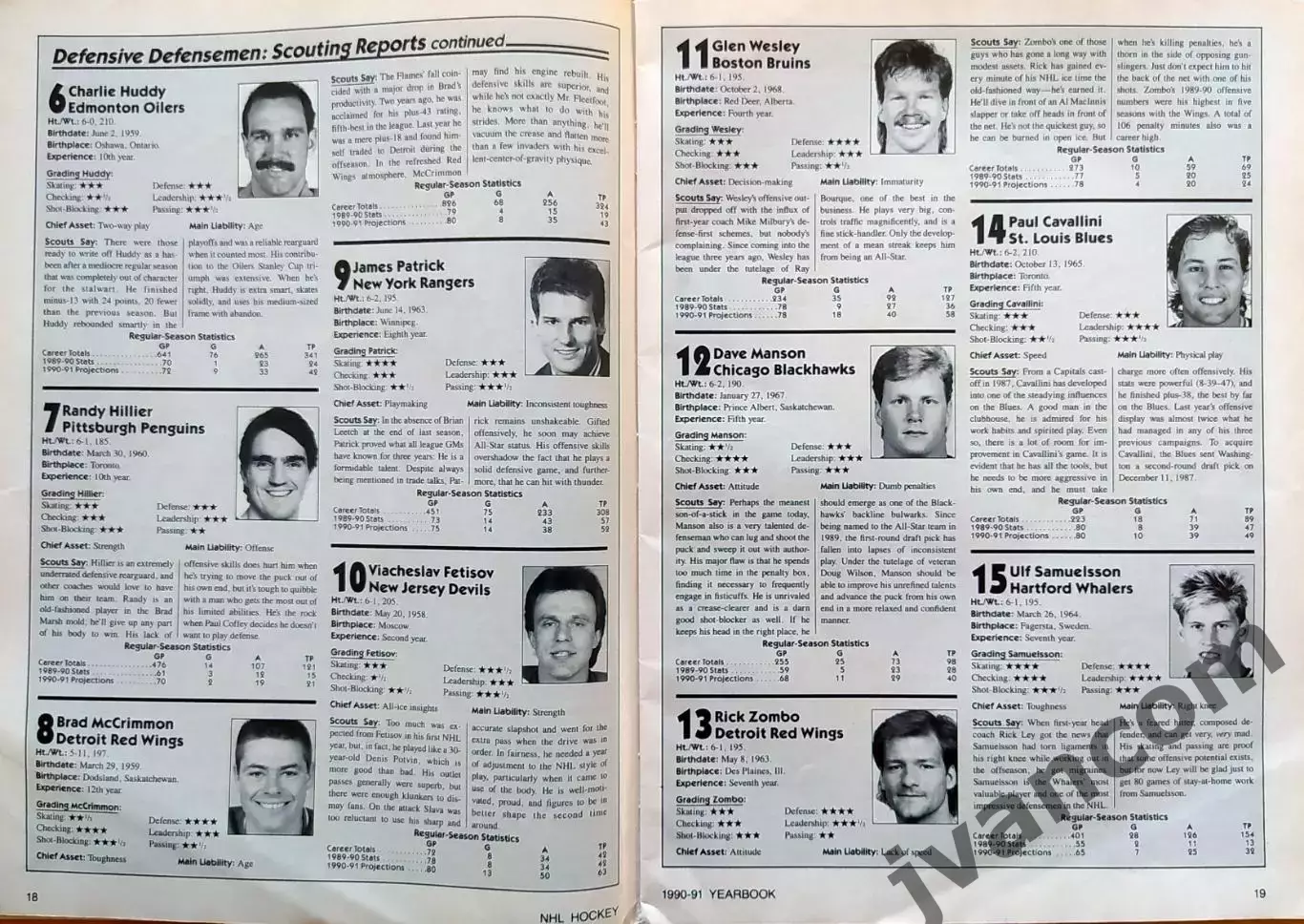 НХЛ - NHL HOCKEY 1990-91 YEARBOOK. Ежегодник. Рейтинг лучших игроков НХЛ. 3