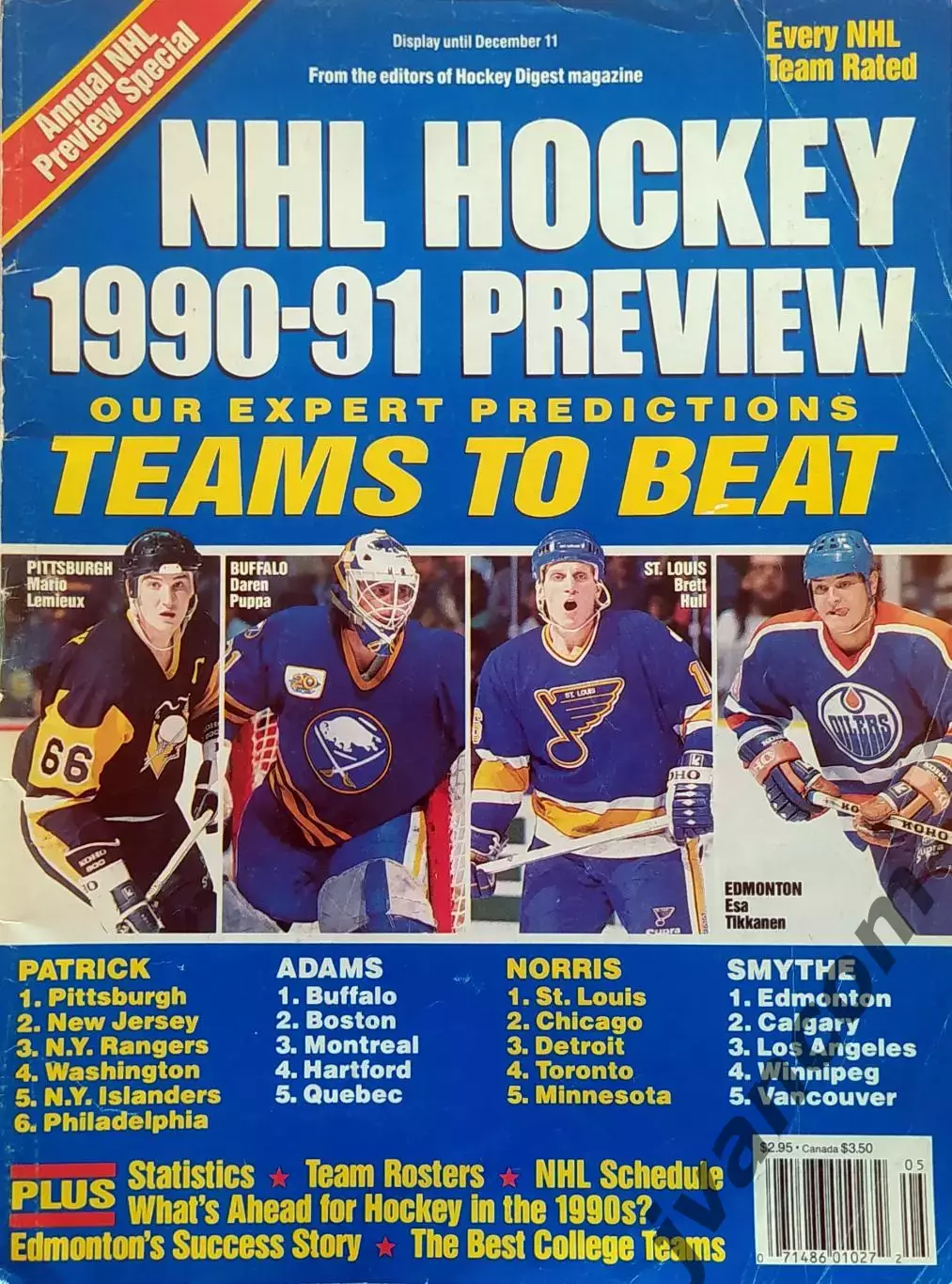 НХЛ - NHL HOCKEY 1990-91 PREVIEW. Ежегодник. Представление участников НХЛ.