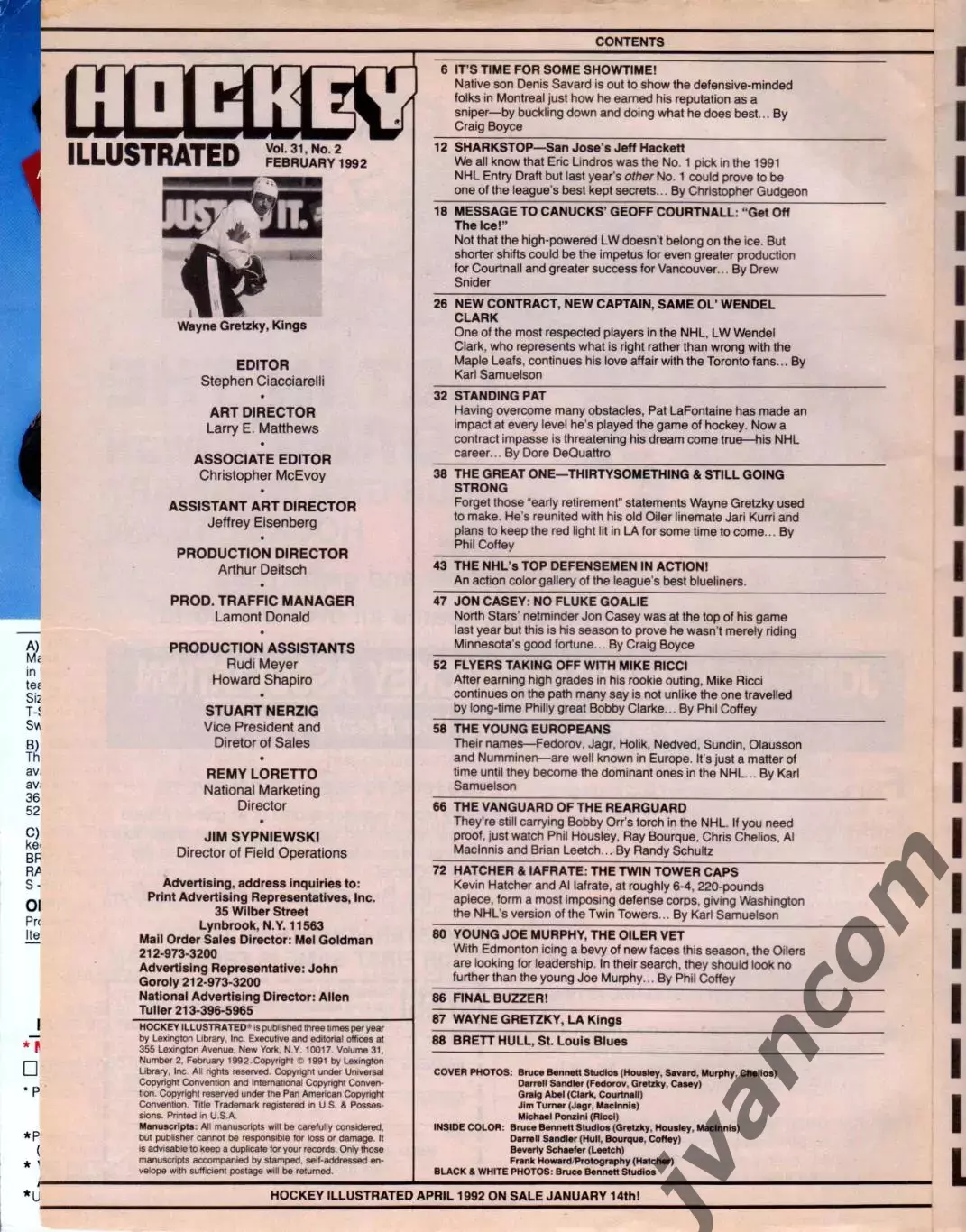 НХЛ - NHL HOCKEY ILLUSTRATED / НХЛ ХОККЕЙ В КАРТИНКАХ за Февраль 1992 года. 1