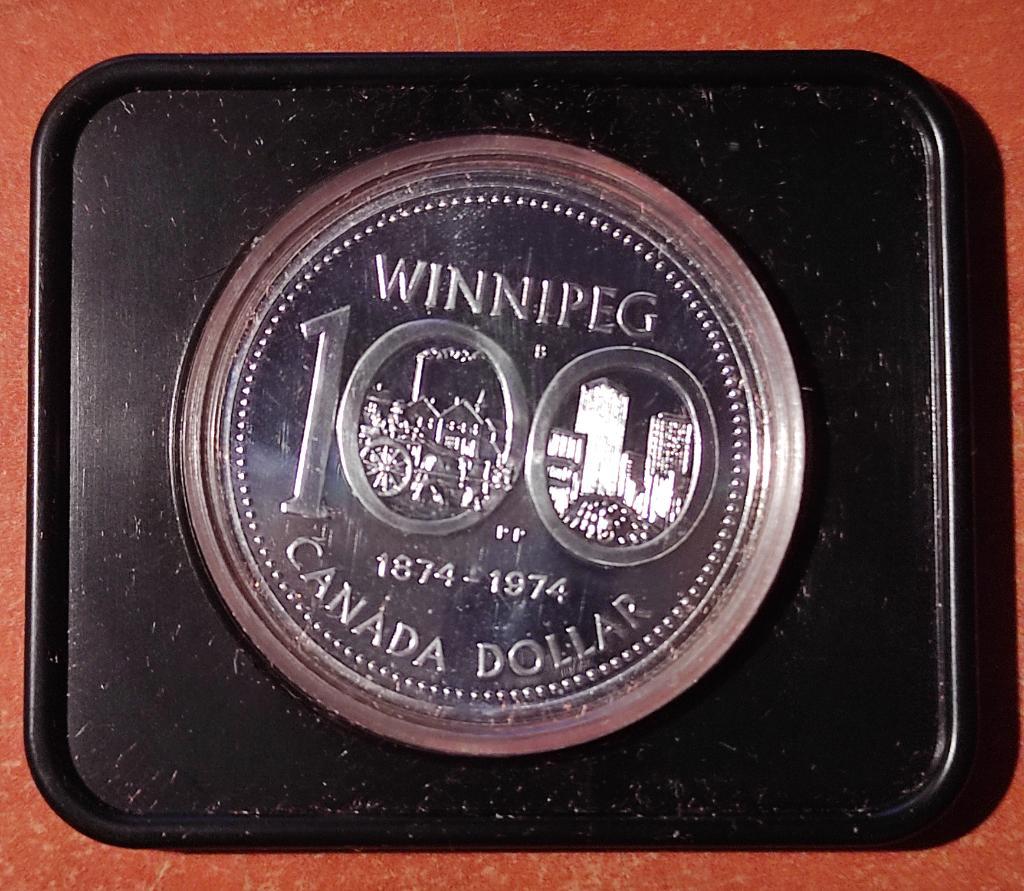 Канада 1974 год. 1 доллар Канады. 100 лет городу Ванкувер. В сувенирной упаковке